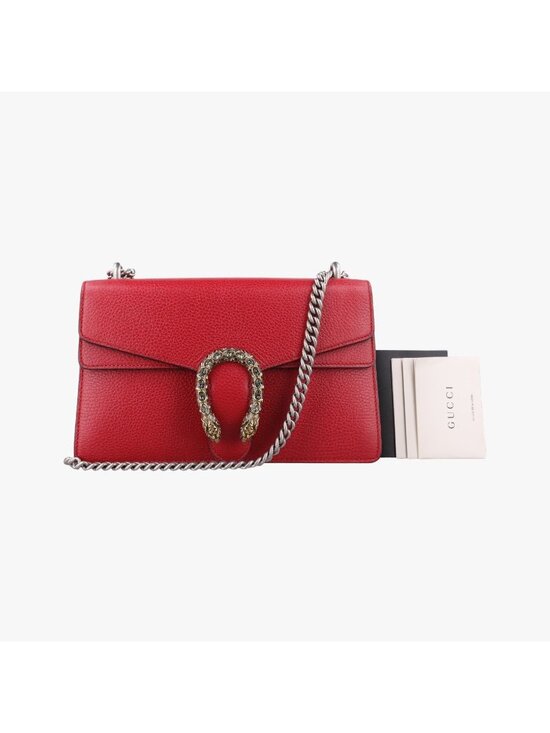 Gucci Handbags - Gucci Dionysus Red Leather Shoulder Bag